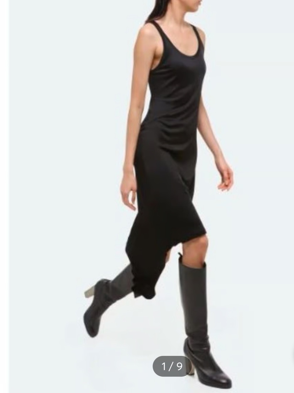 Helmut Lang Black Asymmetrical Slip Dress